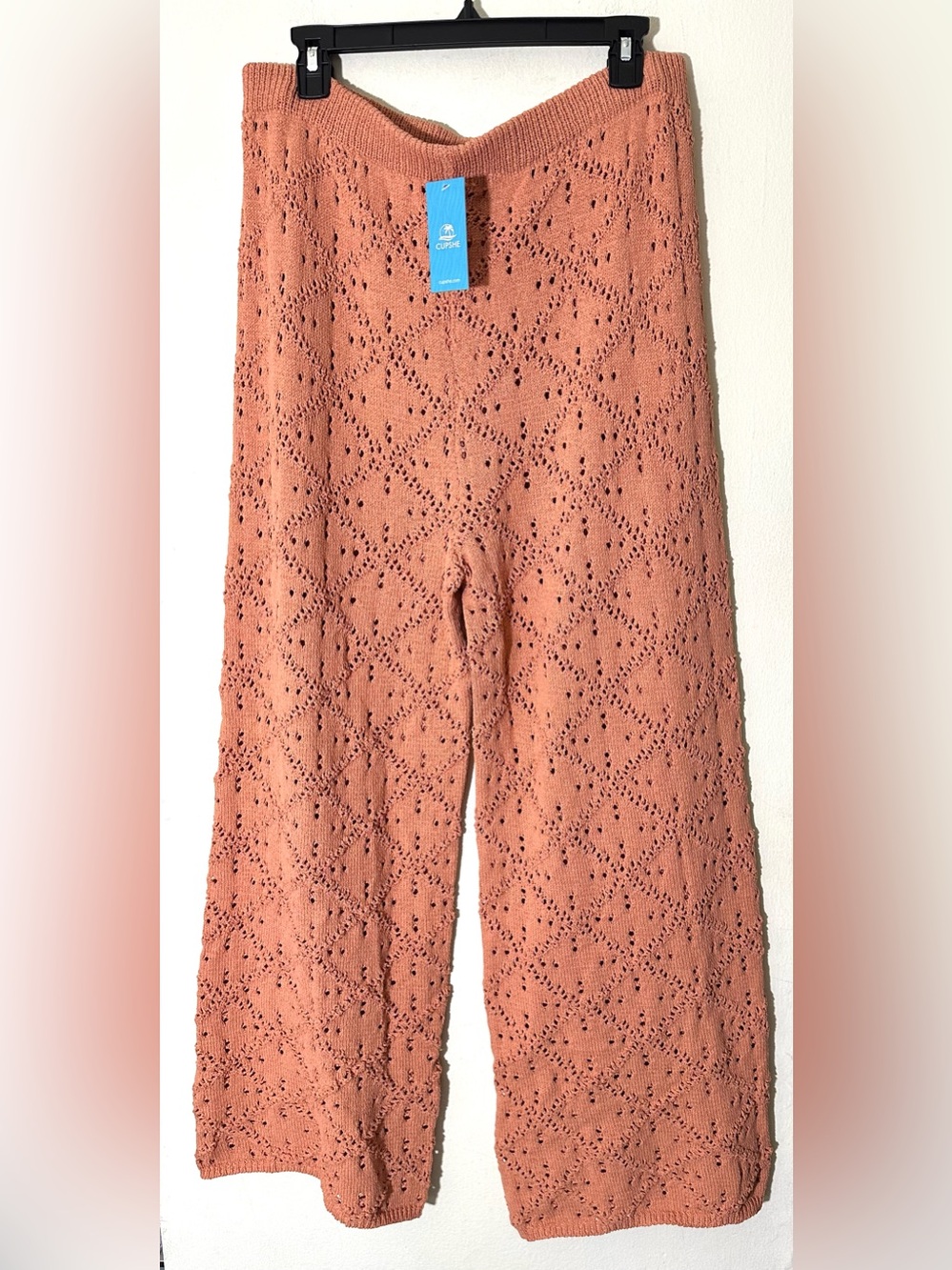 CUPSHE Crochet High-Waist Wide-Leg Pants - Rust Sz XL - Picture 3 of 10